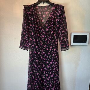 Express Black Dress with Pink Floral Design
